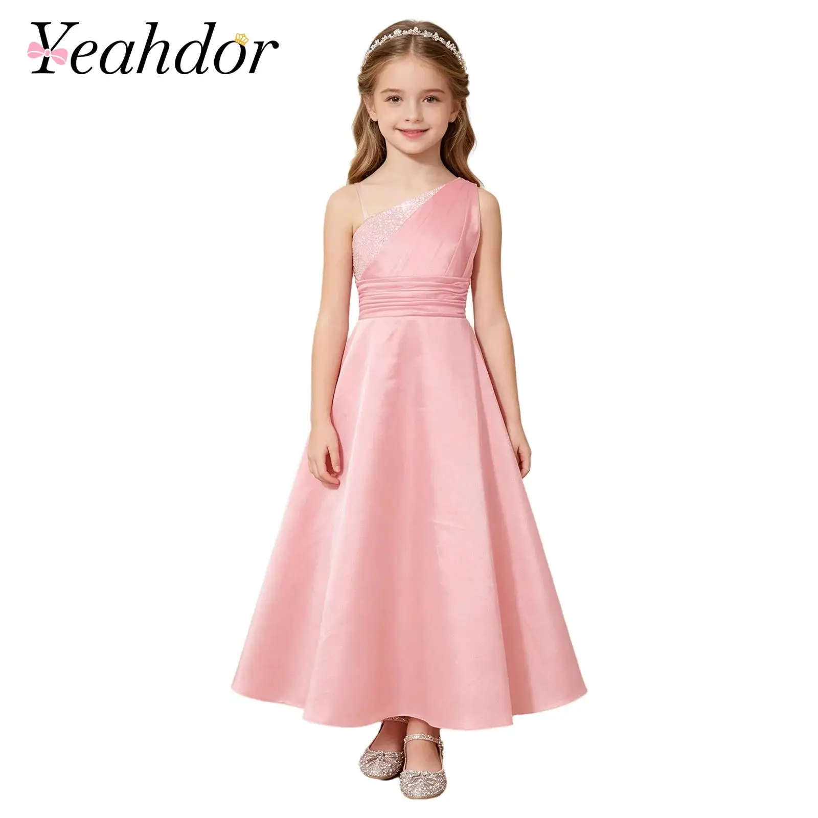 Kids Girls One Shoulder Satin Party Gown Sleeveless Flower Girl Maxi Dress for Pageant Birthday Wedding First Communion Dresses
Kids Girls One Shoulder Satin Party Gown Sleeveless Flower Girl Maxi Dress for Pageant Birthday Wedding First Communion Dresses