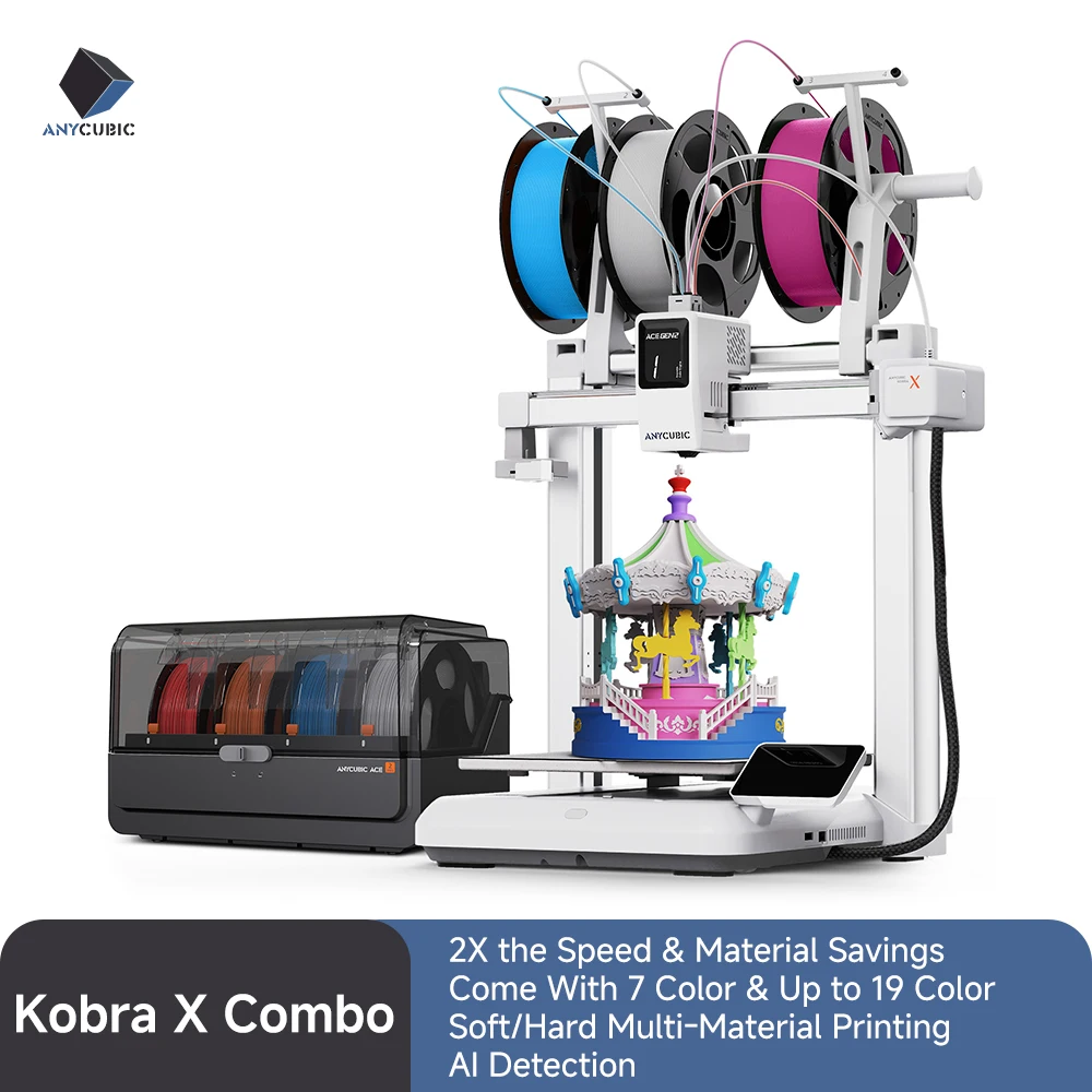 ANYCUBIC Kobra X Combo 2x Time & Material Savings Up To 19 Colors Printing AI Detection 600mm/s Max Print Speed 3D Printer
ANYCUBIC Kobra X Combo 2x Time & Material Savings Up To 19 Colors Printing AI Detection 600mm/s Max Print Speed 3D Printer