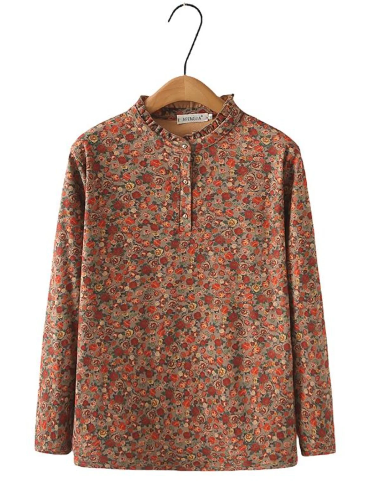 Winter Floral Print Long Sleeve Thermal Shirt Stand Collar Three Button Closure Large Size Warm Top for Middle-Aged Mothers
Winter Floral Print Long Sleeve Thermal Shirt Stand Collar Three Button Closure Large Size Warm Top for Middle-Aged Mothers