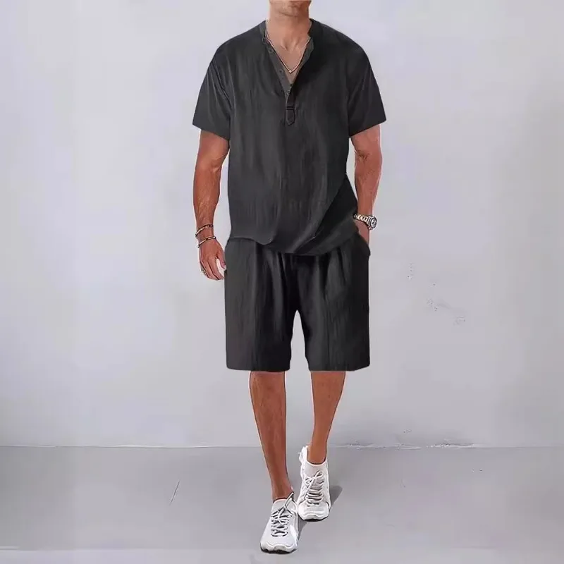 Fashion Men Sets Mens Solid Color Summer Stand Collar Linen Outfits Short Sleeve Polo Shirt+Shorts Two Pieces Men Casual Suit
Fashion Men Sets Mens Solid Color Summer Stand Collar Linen Outfits Short Sleeve Polo Shirt+Shorts Two Pieces Men Casual Suit