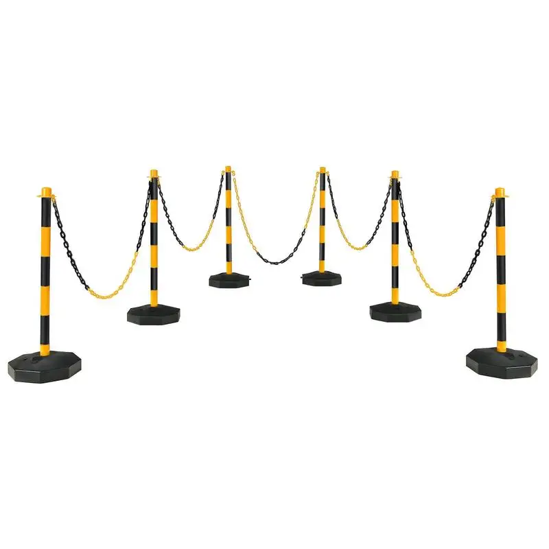 6 Pack 34 Inch Traffic Delineator Poles with 5 Feet Chains and Fillable Base-Yellow
6 Pack 34 Inch Traffic Delineator Poles with 5 Feet Chains and Fillable Base-Yellow