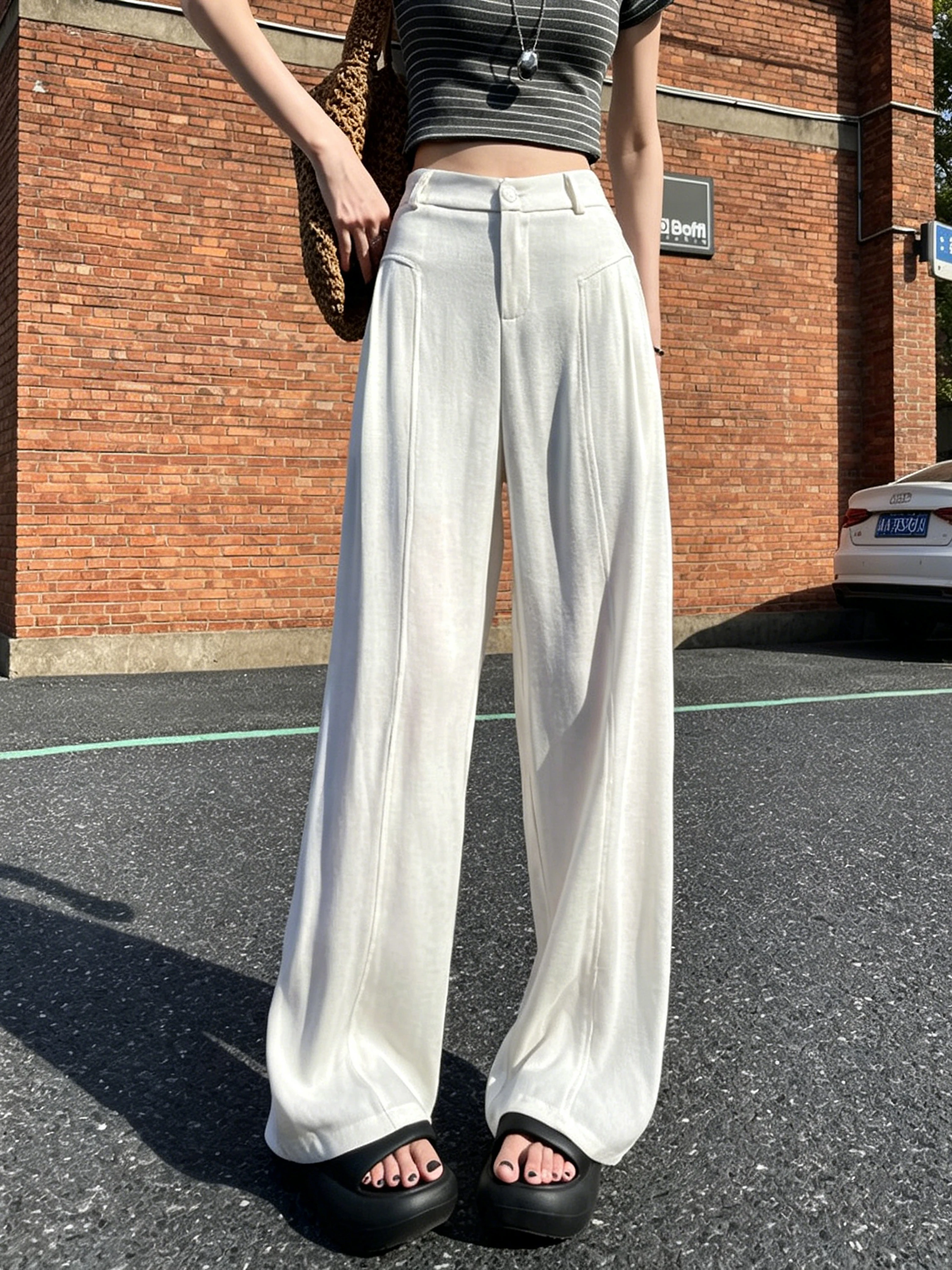 High Waist Wide Leg Pants Women's Cotton Linen Suit Pants Summer Thin Straight Drape Loose Slimming Versatile Ice Silk Trousers
High Waist Wide Leg Pants Women's Cotton Linen Suit Pants Summer Thin Straight Drape Loose Slimming Versatile Ice Silk Trousers