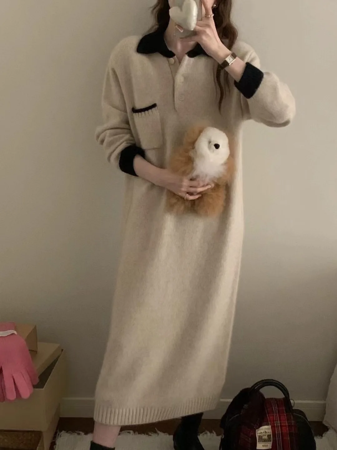 Шикарное осенне-зимнее свободное длинное вязаное платье све, женское модное цветное платье с воротником-блукой, повседневное макси-платье для офиса и поездок на работу
Шикарное осенне-зимнее свободное длинное вязаное платье све, женское модное цветное платье с воротником-блукой, повседневное макси-платье для офиса и поездок на работу