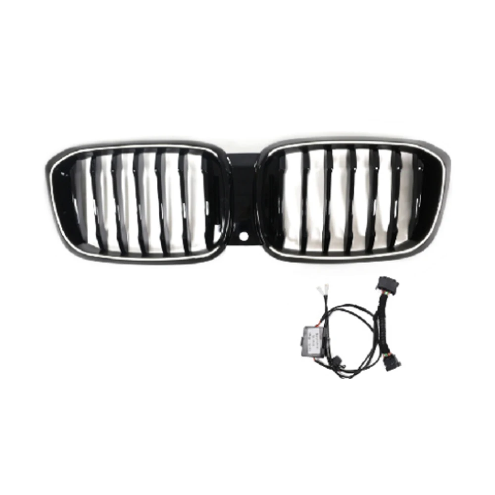 Glossy Black Front Bumper Grill with Camera Hole Replacement For X3 G01 Single Line Front Grille with LED 2018-2021
Glossy Black Front Bumper Grill with Camera Hole Replacement For X3 G01 Single Line Front Grille with LED 2018-2021