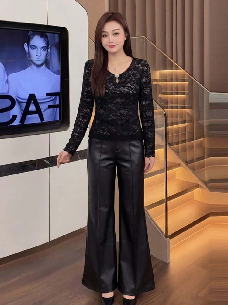 Elegant Lace Underdress High Waist Leather Pants Flared Pants Winter 2025 Set plus Size Women's Fashion Ensemble
Elegant Lace Underdress High Waist Leather Pants Flared Pants Winter 2025 Set plus Size Women's Fashion Ensemble