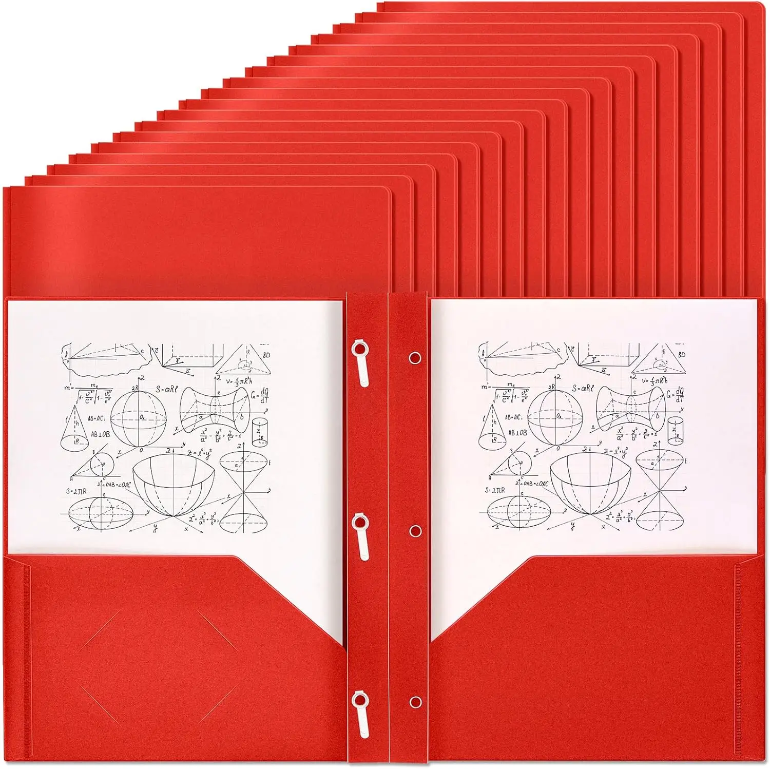 60 Pack Plastic Folders with Pockets and Prongs, 2 Pocket 3 Prong with Card Slot for Office School (Red)
60 Pack Plastic Folders with Pockets and Prongs, 2 Pocket 3 Prong with Card Slot for Office School (Red)