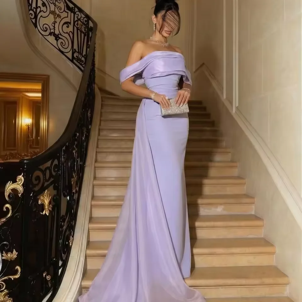 Customized Elegant Lavender Mermaid Prom Dresses Off Shoulder Satin Maxi Women Formal Evening Dress فساتين سهرة
Customized Elegant Lavender Mermaid Prom Dresses Off Shoulder Satin Maxi Women Formal Evening Dress فساتين سهرة