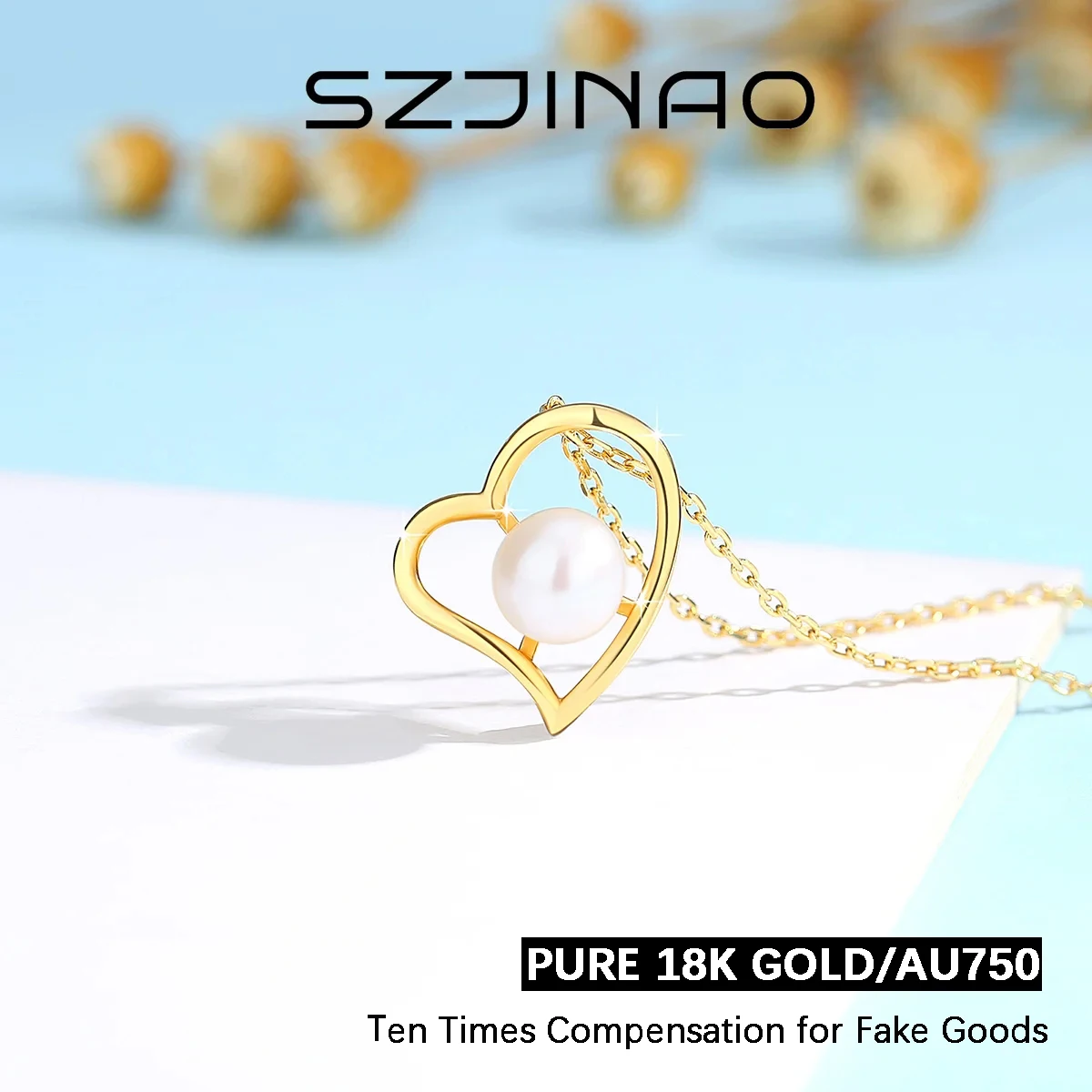 Szjinao Real 18K Gold Heart Necklace AU750 Natural Pearl Pendant with Certificate Fine Jewelry For Woman Anniversary Gift
Szjinao Real 18K Gold Heart Necklace AU750 Natural Pearl Pendant with Certificate Fine Jewelry For Woman Anniversary Gift