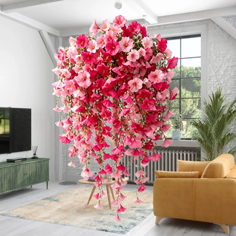 3/9 Branches, Without Vase, Artificial Morning Glory Plant for Outdoor Use - White, Pink, Red, Yellow, Orange, Rose Red, Purple Rose Red, Purple, Maintenance-Free, Multi-Functional, Uv-Resistant, Realistic Hanging Plant, Suitable for Home Decoration, Outd
3/9 Branches, Without Vase, Artificial Morning Glory Plant for Outdoor Use - White, Pink, Red, Yellow, Orange, Rose Red, Purple Rose Red, Purple, Maintenance-Free, Multi-Functional, Uv-Resistant, Realistic Hanging Plant, Suitable for Home Decoration, Outd