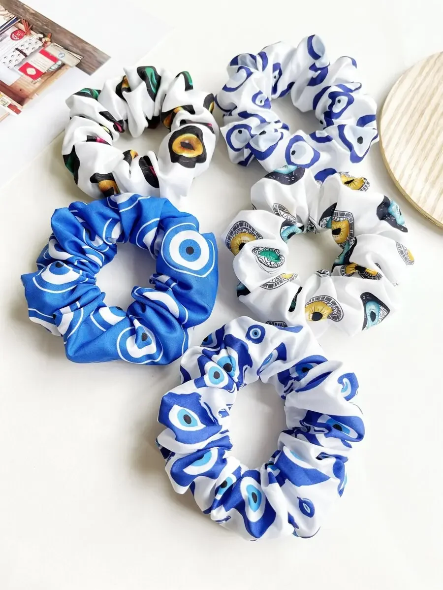 5pcs Women Evil Eye Pattern Hair Scrunchies Fashion Elastic Hair Ties For Daily Casual Party Beach
5pcs Women Evil Eye Pattern Hair Scrunchies Fashion Elastic Hair Ties For Daily Casual Party Beach