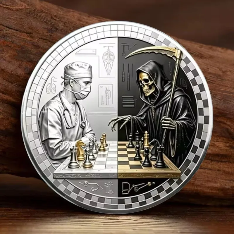 2D Gold Plated Battle of Life and Death Commemorative Coin Healer VS Reaper Challenge Coin Metal Souvenir Token 40mm Round
2D Gold Plated Battle of Life and Death Commemorative Coin Healer VS Reaper Challenge Coin Metal Souvenir Token 40mm Round