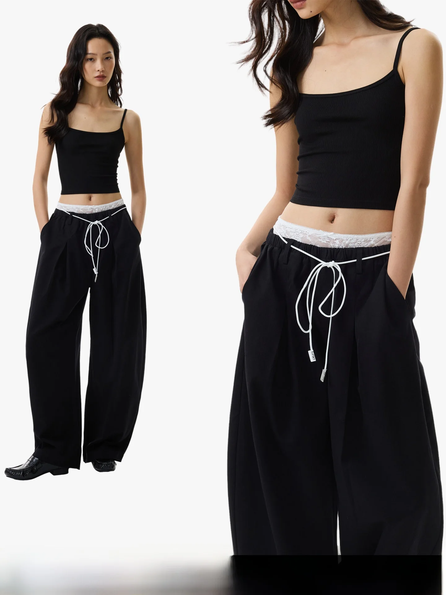 GOGOBURN Loose Wide Leg Casual Pants Women Summer Lazy Drawstring Lace Splicing Floor-Length Trousers Casual Style Natural Waist
GOGOBURN Loose Wide Leg Casual Pants Women Summer Lazy Drawstring Lace Splicing Floor-Length Trousers Casual Style Natural Waist