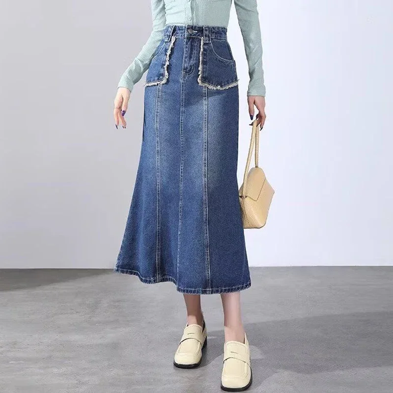 Lady Daily Thin Wrap Hip Jeans Skirt Female Chic Korean Mid-Long Dress Girls Fashion Ripped High Waisted Denim Skirt
Lady Daily Thin Wrap Hip Jeans Skirt Female Chic Korean Mid-Long Dress Girls Fashion Ripped High Waisted Denim Skirt