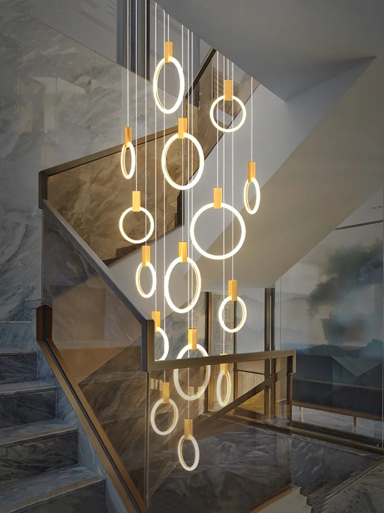 Duplex Rotating Staircase LED Chandelier Modern Black/Golden Dining Living Room Ring Hanging Lamp Villa Home Lighting Fixtures
Duplex Rotating Staircase LED Chandelier Modern Black/Golden Dining Living Room Ring Hanging Lamp Villa Home Lighting Fixtures