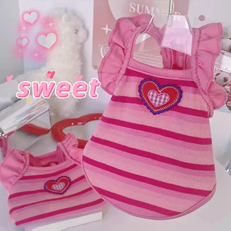 Fashion Summer Love Pink Sweetheart Cute Embroidery Colorful Stretch Striped Pet Vest Cat Dog Clothes Dog T-shirt Cat Clothing
Fashion Summer Love Pink Sweetheart Cute Embroidery Colorful Stretch Striped Pet Vest Cat Dog Clothes Dog T-shirt Cat Clothing