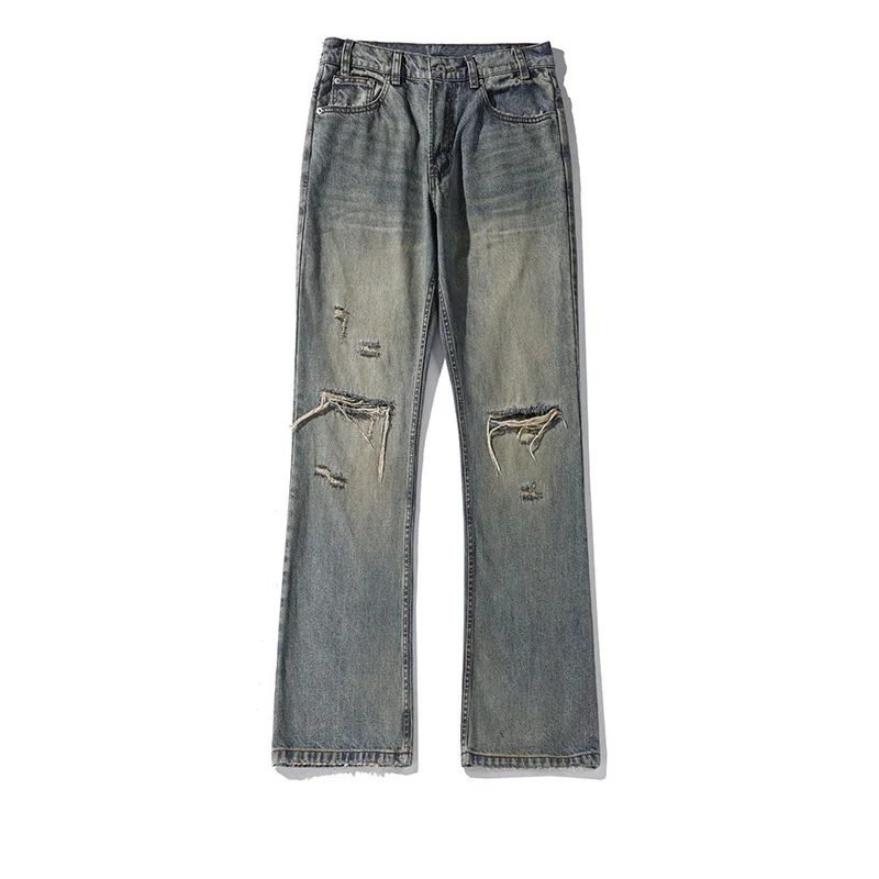 American casual distressed jeans, summer trendy brand loose straight leg pants, boys high street oversized jeans
American casual distressed jeans, summer trendy brand loose straight leg pants, boys high street oversized jeans