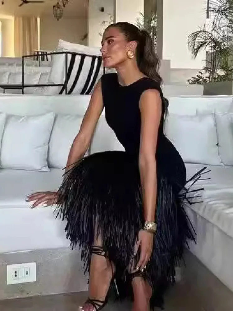 Cross-Border Low-Waist Zipper Backless Tassel Dress Women's Fashionable Elegant Style No-Sleeve Ball Gown Polyester Fabric
Cross-Border Low-Waist Zipper Backless Tassel Dress Women's Fashionable Elegant Style No-Sleeve Ball Gown Polyester Fabric