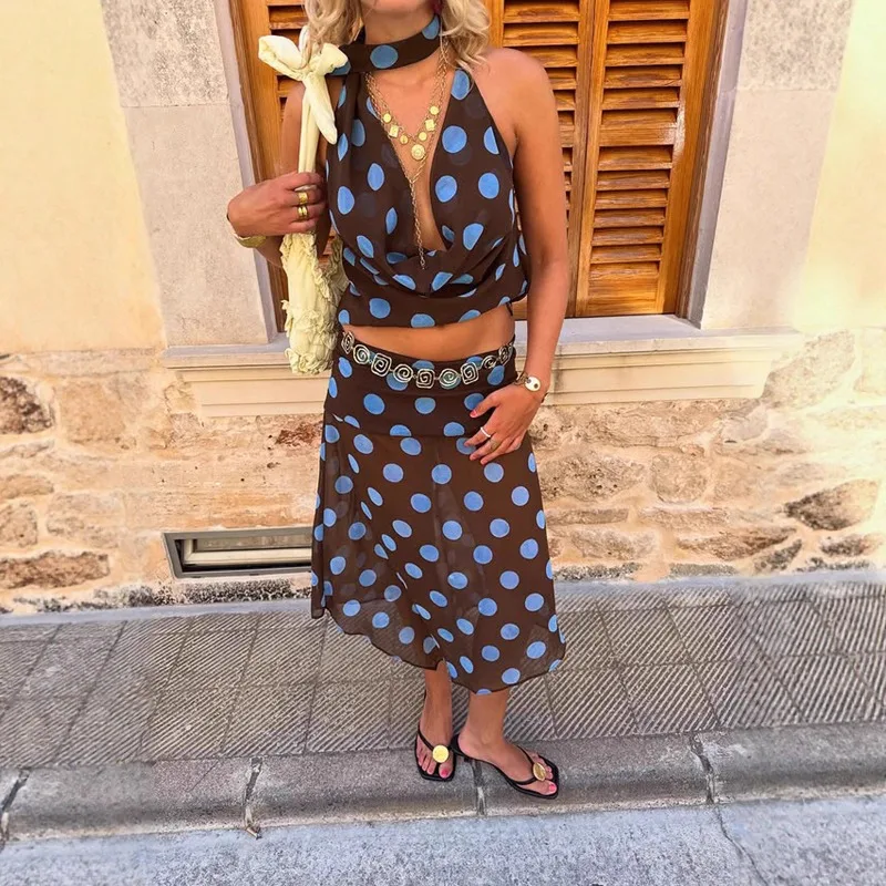 Tuularose Retro Polka Dot Dress Set Sexy Scarf Ribbon Strapless Top Printed Skirt Set Casual Summer Holiday Women Maxi Dress Set
Tuularose Retro Polka Dot Dress Set Sexy Scarf Ribbon Strapless Top Printed Skirt Set Casual Summer Holiday Women Maxi Dress Set