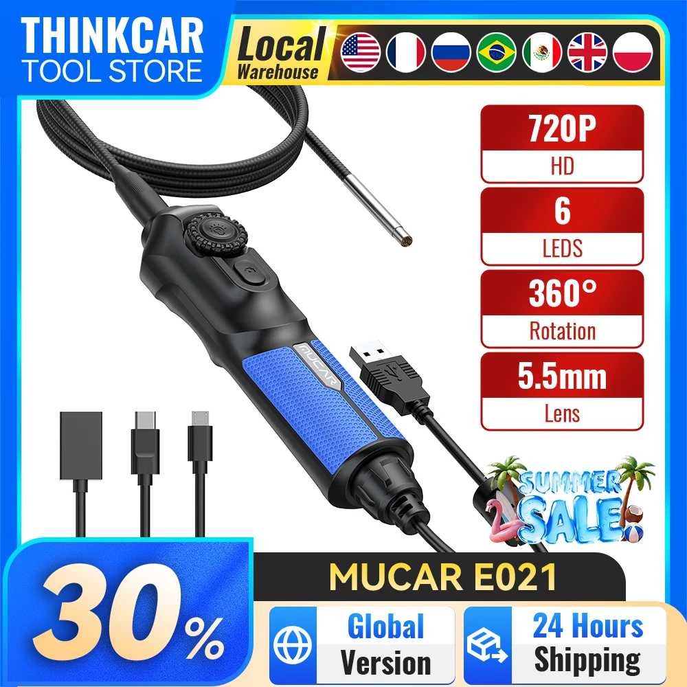 MUCAR E021 USB Video Inspection Scope Camera with LED Light 720HD IP67 Waterproof Display Car Diagnostic Tools For 892BT 689BT
MUCAR E021 USB Video Inspection Scope Camera with LED Light 720HD IP67 Waterproof Display Car Diagnostic Tools For 892BT 689BT