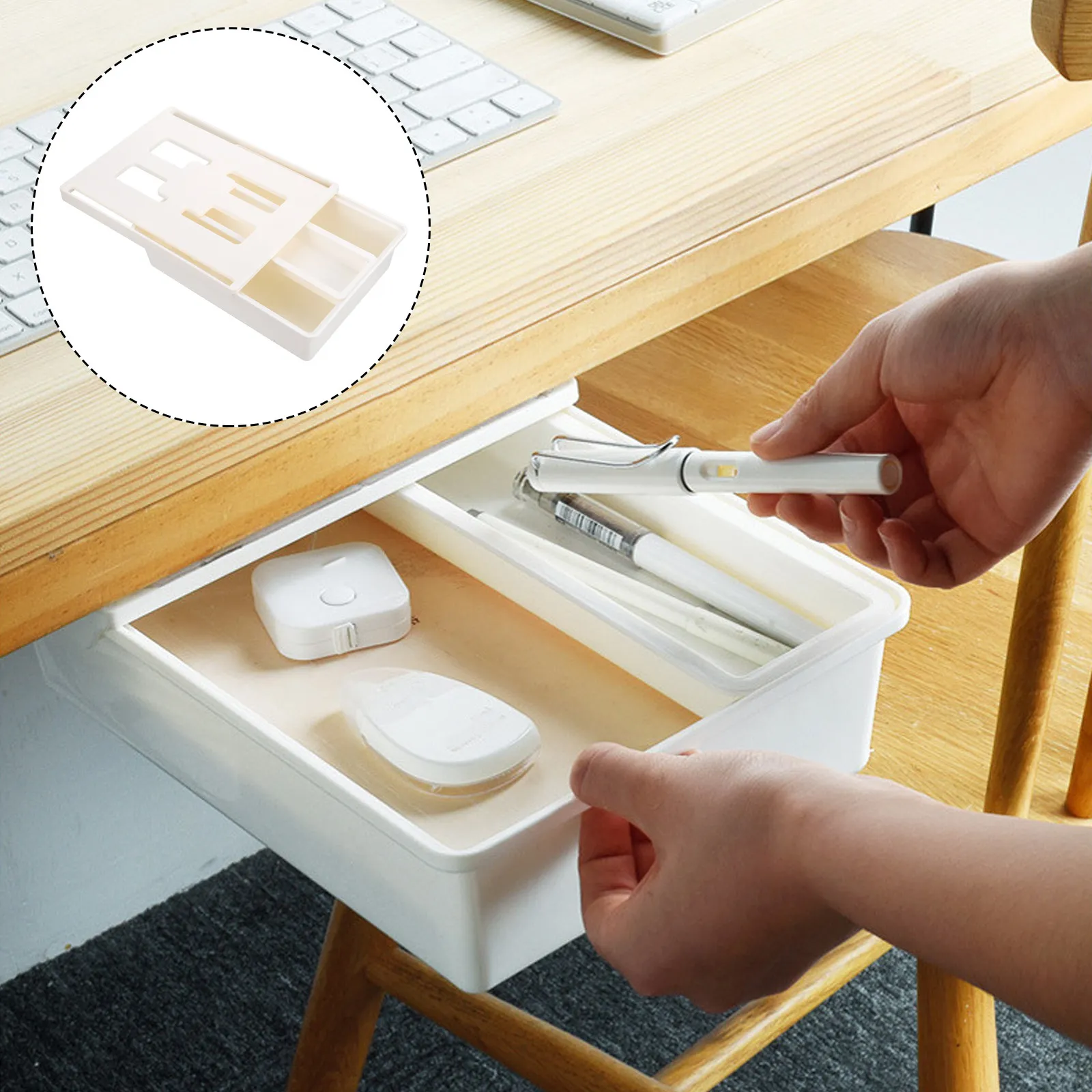 Nail-Free Under Desk Drawer Strong Adhesive Desktop Organizer Box for Office Tableware Remote Control Tidy Storage Solution
Nail-Free Under Desk Drawer Strong Adhesive Desktop Organizer Box for Office Tableware Remote Control Tidy Storage Solution