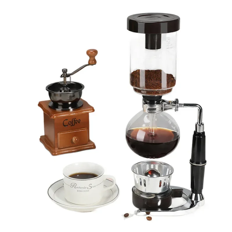 Siphon coffee pot set, retro hand grinder coffee machine, household, glass, brewing pot
Siphon coffee pot set, retro hand grinder coffee machine, household, glass, brewing pot