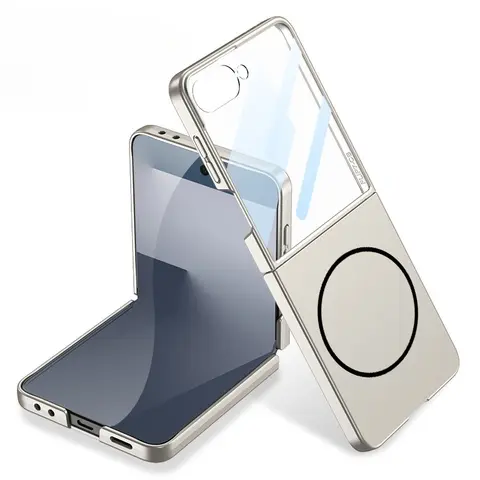 Custodia per telefono Magsafe opaca sottile di lusso per Samsung Galaxy Z Flip 7 Flip7 ZFlip7 Protezione per schermo integrata Copertura protettiva completa