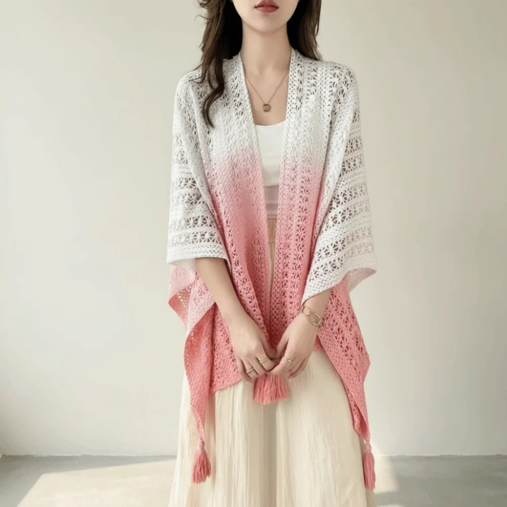 Hollowed Out Women Shawl Tassel Trim Thin Style Retro Ethnic Cardigan Lace Cover Knitted Wrap Knitted Cardigan Vacation Style
Hollowed Out Women Shawl Tassel Trim Thin Style Retro Ethnic Cardigan Lace Cover Knitted Wrap Knitted Cardigan Vacation Style