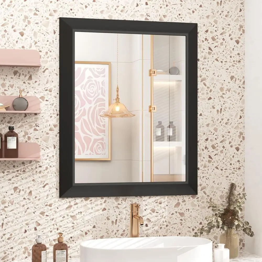 24x28 Inch Matte Black Vanity Mirror, Heavy Duty Metal Frame, Rust-Resistant, Suitable for Wall or Over Sink Mounting
24x28 Inch Matte Black Vanity Mirror, Heavy Duty Metal Frame, Rust-Resistant, Suitable for Wall or Over Sink Mounting