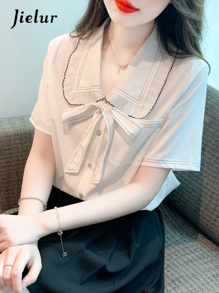 Jielur Summer New Contrast Color Slim Women Shirt Sweet Elegant Ladies Fashion Shirt Woman Slim Bowknot Simple Chic Top Female
Jielur Summer New Contrast Color Slim Women Shirt Sweet Elegant Ladies Fashion Shirt Woman Slim Bowknot Simple Chic Top Female