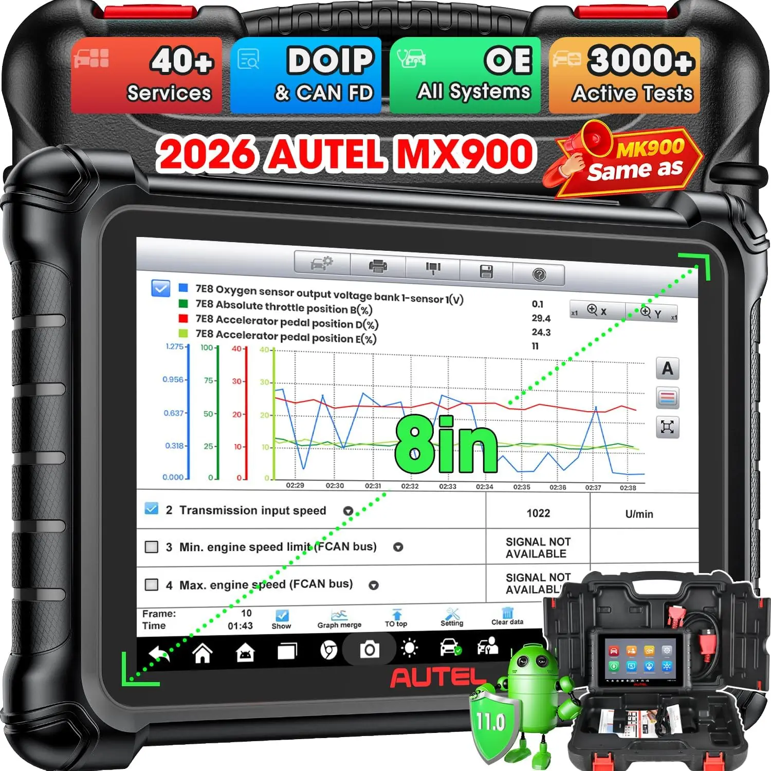 MaxiCheck MX900 Scanner 2026 Bidirectional Diagnostic Scan Tool 8in Up of MaxiCOM MK808S MX808S MK808BT PRO Same as MK900
MaxiCheck MX900 Scanner 2026 Bidirectional Diagnostic Scan Tool 8in Up of MaxiCOM MK808S MX808S MK808BT PRO Same as MK900