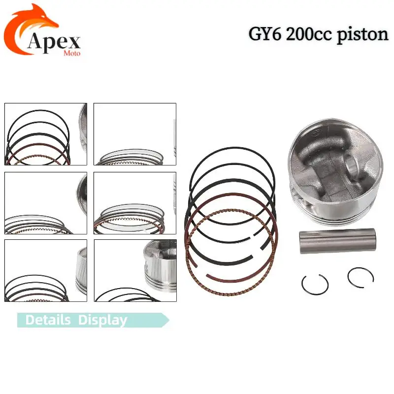 Поршневой комплект GY6-200 (62,5 мм) с кольцами для 4-тактных скутеров, мопедов, квадроциклов с воздушным охлаждением – Подходит для GY6 125 157QMJ 1P57QMJ 152QMI 1P52QMI
Поршневой комплект GY6-200 (62,5 мм) с кольцами для 4-тактных скутеров, мопедов, квадроциклов с воздушным охлаждением – Подходит для GY6 125 157QMJ 1P57QMJ 152QMI 1P52QMI