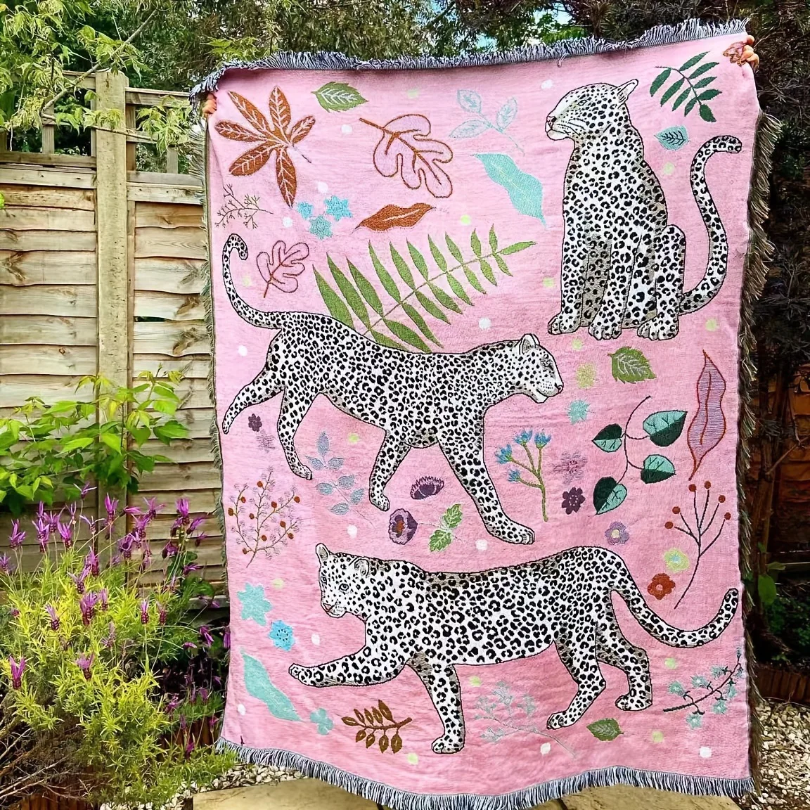 Pink Leopard Woven Tapestry Boho Animal Botanical Wall Hanging with Fringe Soft Jacquard Throw Blanket for Sofa Bed Home Decor
Pink Leopard Woven Tapestry Boho Animal Botanical Wall Hanging with Fringe Soft Jacquard Throw Blanket for Sofa Bed Home Decor