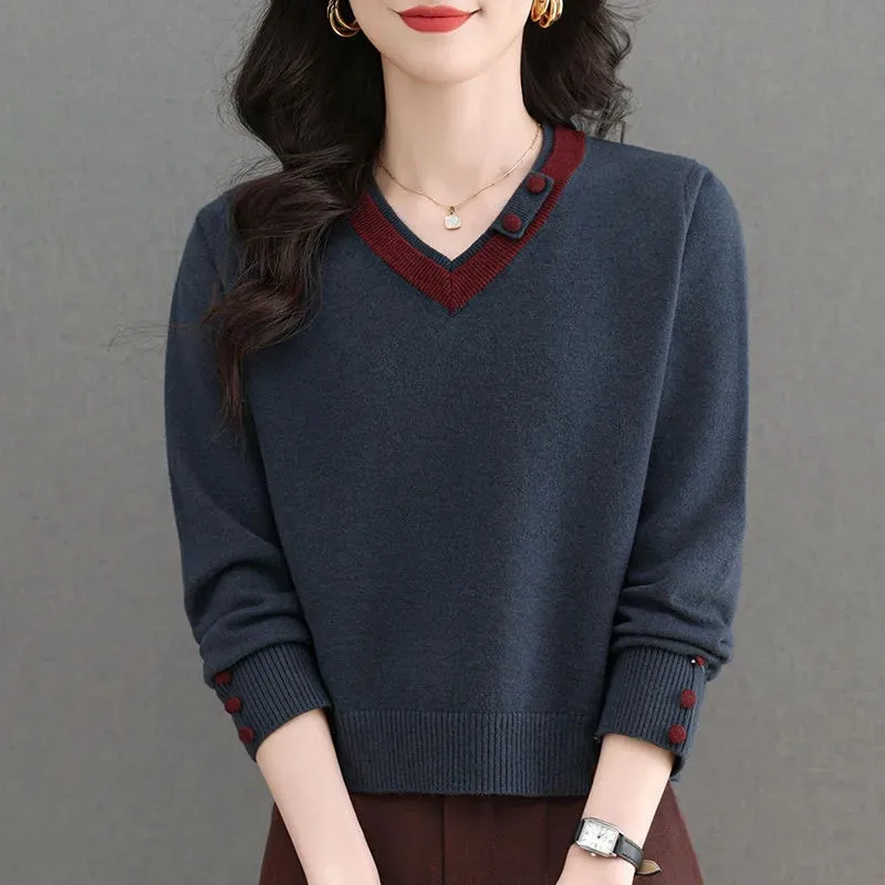 Spring 2025 New Women's Sweater New V-neck Knitwear Female Age-reducing Fashion Bottoming Shirt Ladies Slim Loose Pullover
Spring 2025 New Women's Sweater New V-neck Knitwear Female Age-reducing Fashion Bottoming Shirt Ladies Slim Loose Pullover