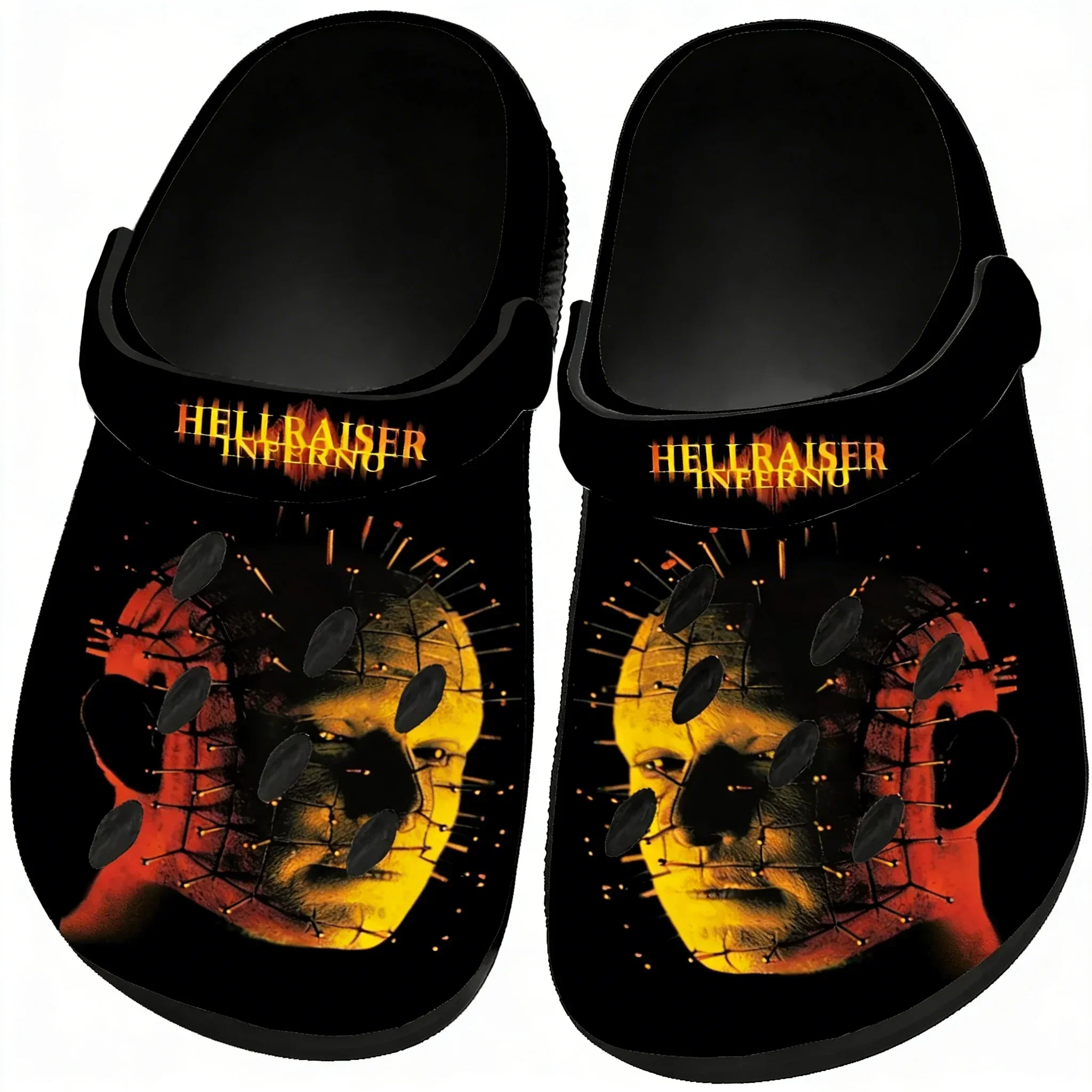 Сандалии Hellraiser для мужчин, женщин, подростков, мальчиков и девочек, водные тапочки, домашние сабо, дышащие шлепанцы с отверстиями, черные, на заказ
Сандалии Hellraiser для мужчин, женщин, подростков, мальчиков и девочек, водные тапочки, домашние сабо, дышащие шлепанцы с отверстиями, черные, на заказ