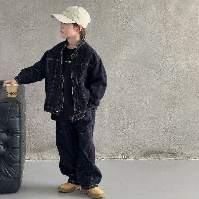 Children's Clothing Boys' Autumn Denim Suit New Spring Autumn Medium and Older Children's Jackets Cool Handsome and Fashionable
Children's Clothing Boys' Autumn Denim Suit New Spring Autumn Medium and Older Children's Jackets Cool Handsome and Fashionable