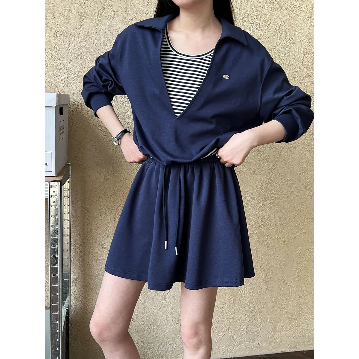 Casual Korean Style Age Reduction Set for Women's Spring New Item, Fake Two-piece Hoodie+elastic Half Skirt Two-piece Set, 2884
Casual Korean Style Age Reduction Set for Women's Spring New Item, Fake Two-piece Hoodie+elastic Half Skirt Two-piece Set, 2884