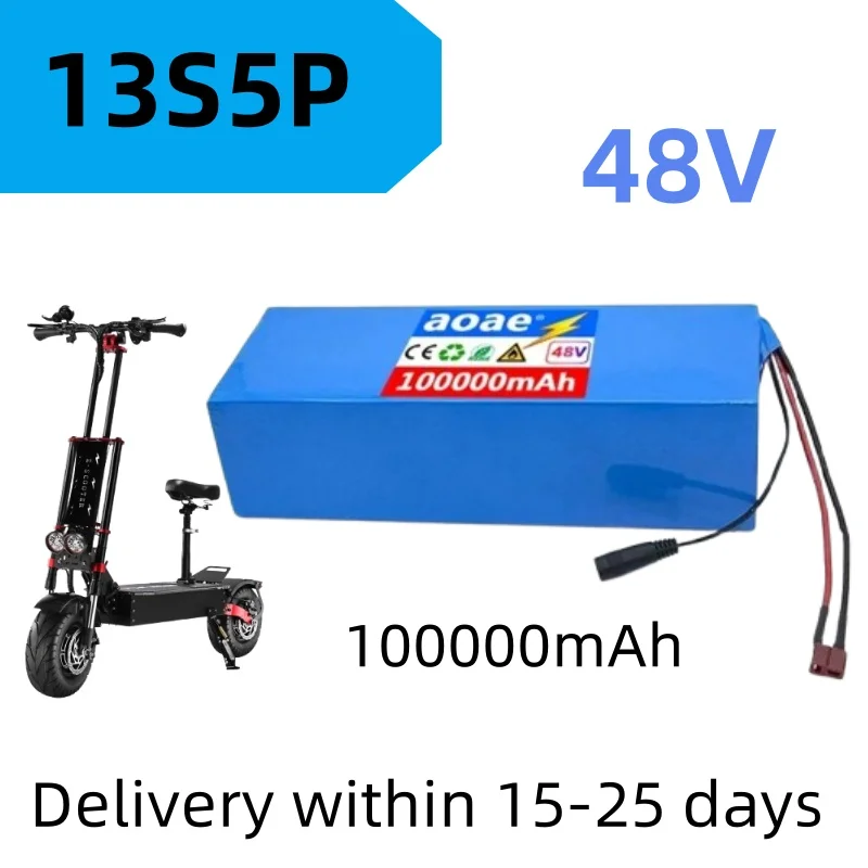 13S5P 48V 100000mAh 48V lithium-ion battery pack with 1000W BMS, suitable for 54.6V electric bicycles scooters And charger
13S5P 48V 100000mAh 48V lithium-ion battery pack with 1000W BMS, suitable for 54.6V electric bicycles scooters And charger