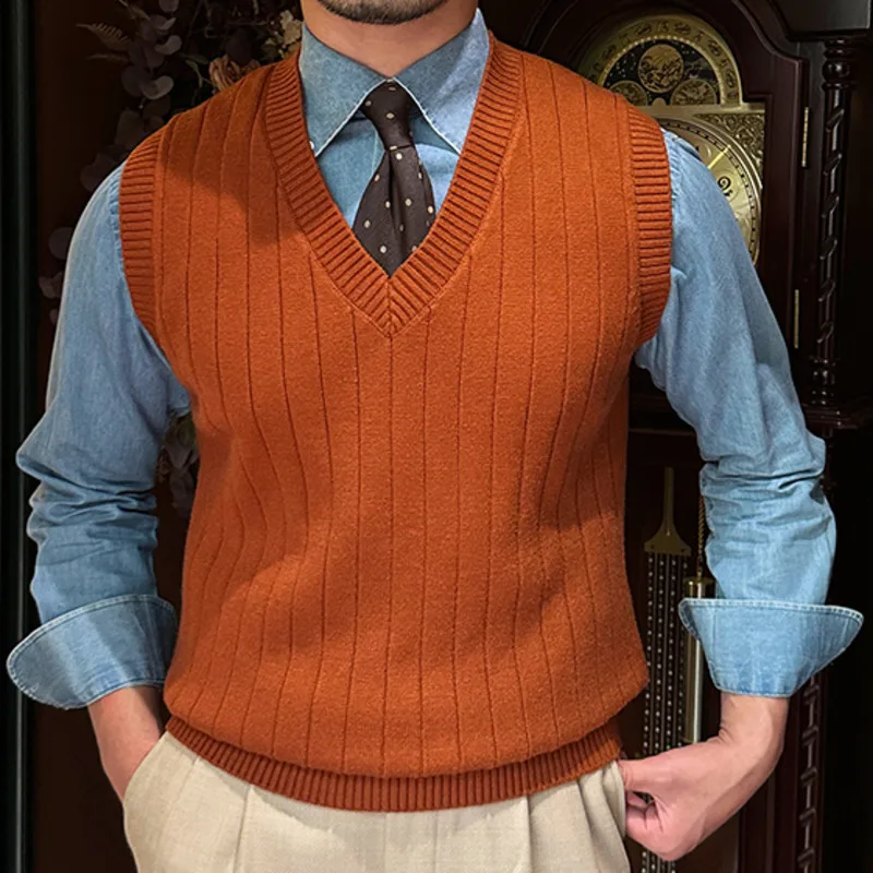 2023 Fall Simple Solid Colors British Versatile Pullover Sweater Vest Fashion Knitted Korean V Neck Slim Sweater Vest For Men
2023 Fall Simple Solid Colors British Versatile Pullover Sweater Vest Fashion Knitted Korean V Neck Slim Sweater Vest For Men