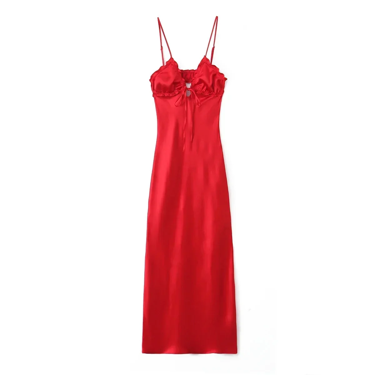 Women New Chic Fashion Lace up Layered decoration Slim Satin texture sling Midi Dress Vintage Backless Female Dresses robe Mujer
Women New Chic Fashion Lace up Layered decoration Slim Satin texture sling Midi Dress Vintage Backless Female Dresses robe Mujer