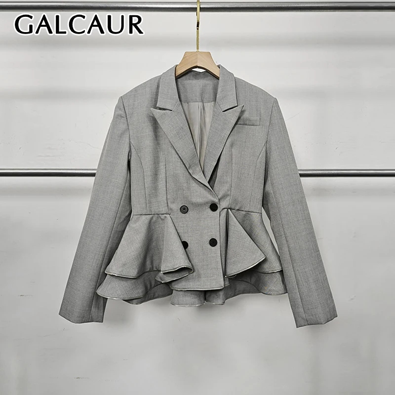 GALCAUR однотонный утягивающий двубортный пиджак для женщин с лацканами и длинными рукавами в стиле пэчворк с оборками складное пальто женская одежда
GALCAUR однотонный утягивающий двубортный пиджак для женщин с лацканами и длинными рукавами в стиле пэчворк с оборками складное пальто женская одежда