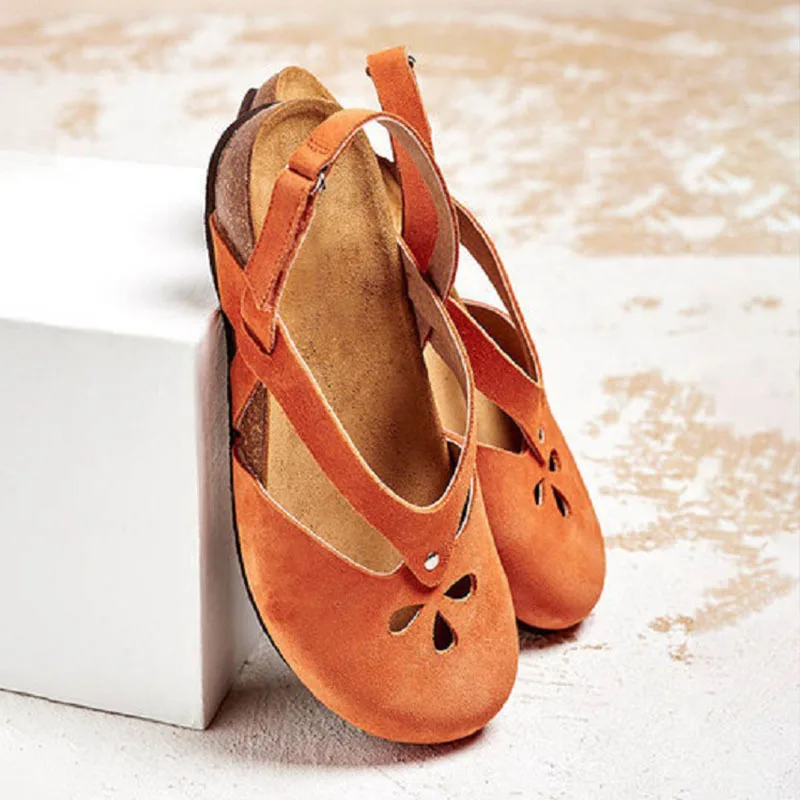 Plus Size Hollow Out Closed Toe Sandals For Women With One-Strap Buckle Flat Suede Backless Single Shoes
Plus Size Hollow Out Closed Toe Sandals For Women With One-Strap Buckle Flat Suede Backless Single Shoes