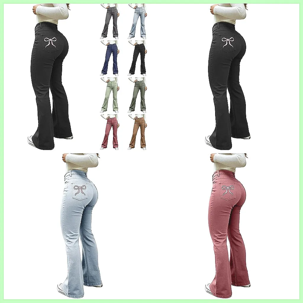 Women's High Waist Flared Jeans Vintage Wide Leg Trousers with Bowknot Embroidery Stretch Bootcut Butt Lifting
Women's High Waist Flared Jeans Vintage Wide Leg Trousers with Bowknot Embroidery Stretch Bootcut Butt Lifting