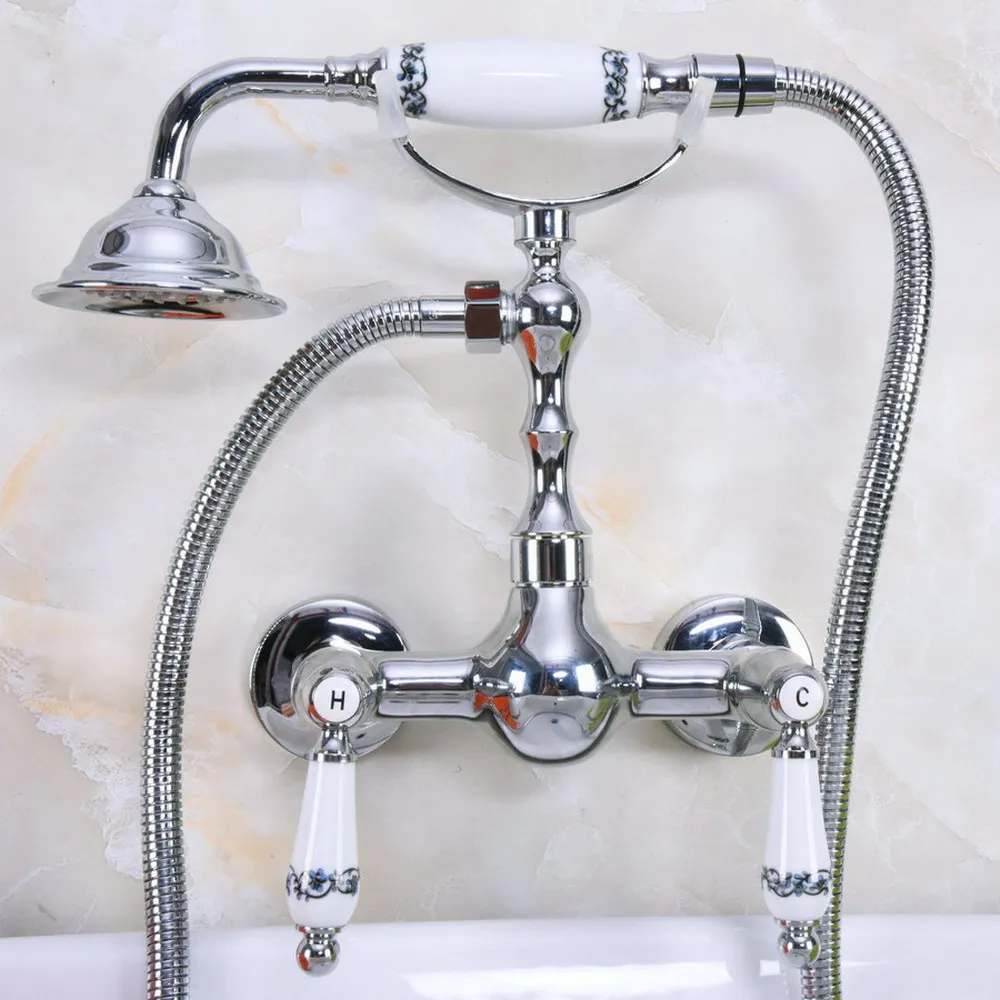 Contemporary Chrome Brass Wall Mounted Bathroom Shower Faucet Set with 150CM Hose Handheld Spray Head Mixer Tap Dna211
Contemporary Chrome Brass Wall Mounted Bathroom Shower Faucet Set with 150CM Hose Handheld Spray Head Mixer Tap Dna211