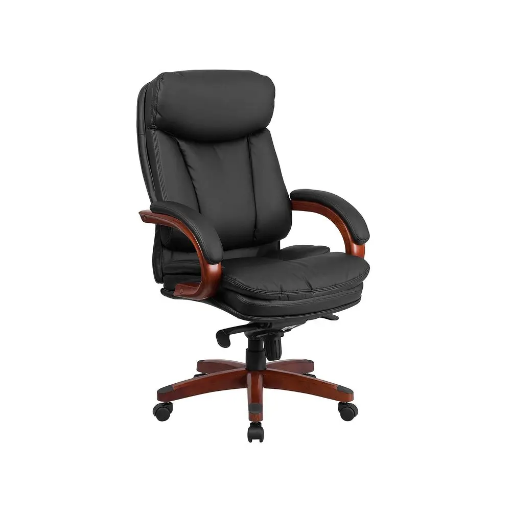 Hansel High Back Black LeatherSoft Executive Ergonomic Office Chair with SynchroTilt Mechanism, Mahogany Wood Base and Arms
Hansel High Back Black LeatherSoft Executive Ergonomic Office Chair with SynchroTilt Mechanism, Mahogany Wood Base and Arms