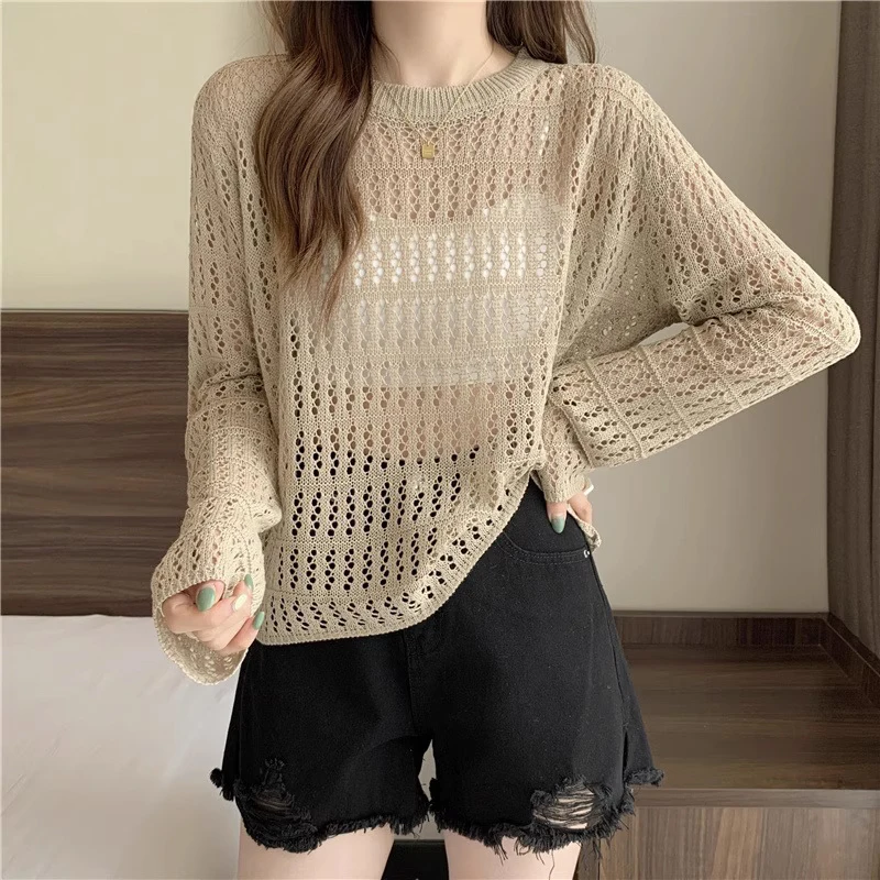 Spring Summer Hollow Out Casual Pullover for Women 2023 Hot Selling Fashion Sunscreen Knitted Shirt Female Cheap Wholesale
Spring Summer Hollow Out Casual Pullover for Women 2023 Hot Selling Fashion Sunscreen Knitted Shirt Female Cheap Wholesale