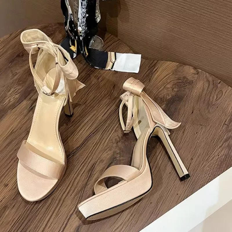 Satin Bow Decorated Summer Platform Sandals High Heel Women Shoes Sexy Open Toed High Heel Sandals Ankle Buckle Strap High Heels
Satin Bow Decorated Summer Platform Sandals High Heel Women Shoes Sexy Open Toed High Heel Sandals Ankle Buckle Strap High Heels