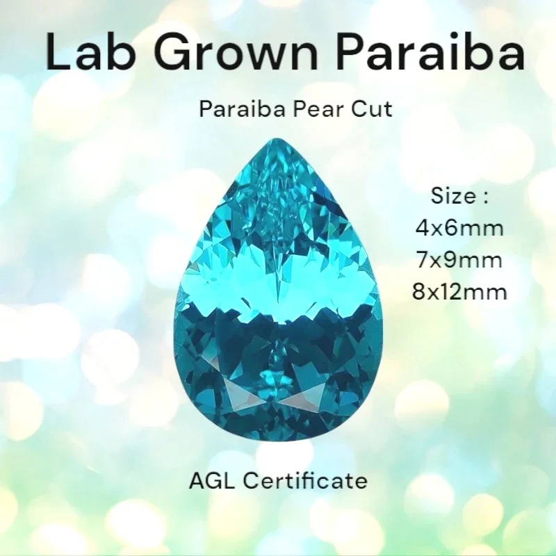H-Paraiba Pear Cut Lab Grown VVS1 Loose Gemstone For Ring Earrings Jewelry Making Selectable AGL Certificate
H-Paraiba Pear Cut Lab Grown VVS1 Loose Gemstone For Ring Earrings Jewelry Making Selectable AGL Certificate