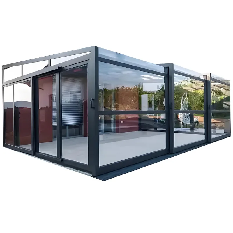 Folding sliding movable tempered glass aluminum alloy intelligent electric sunroom
Folding sliding movable tempered glass aluminum alloy intelligent electric sunroom