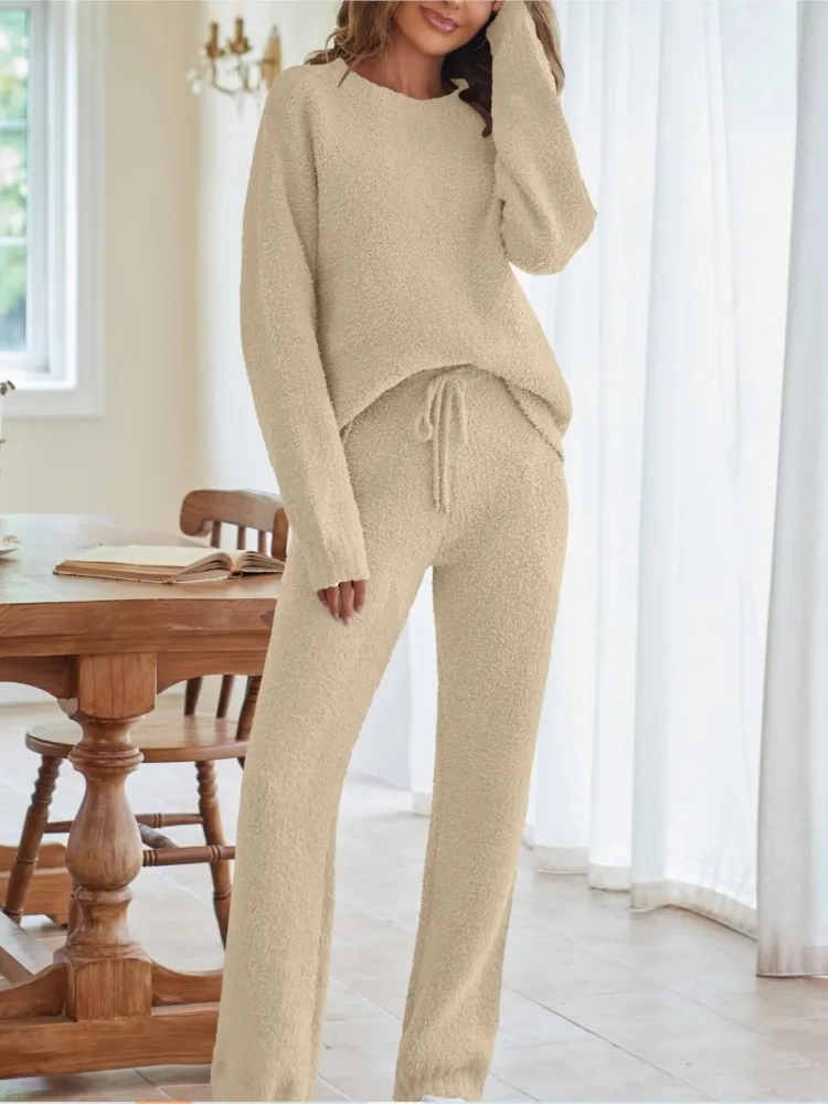 Winter Women's Fashion O Neck Long-sleeved Sweatshirt Trousers 2-piece Set New Casual Warm Home Wear Trousers Suit Female 2026
Winter Women's Fashion O Neck Long-sleeved Sweatshirt Trousers 2-piece Set New Casual Warm Home Wear Trousers Suit Female 2026