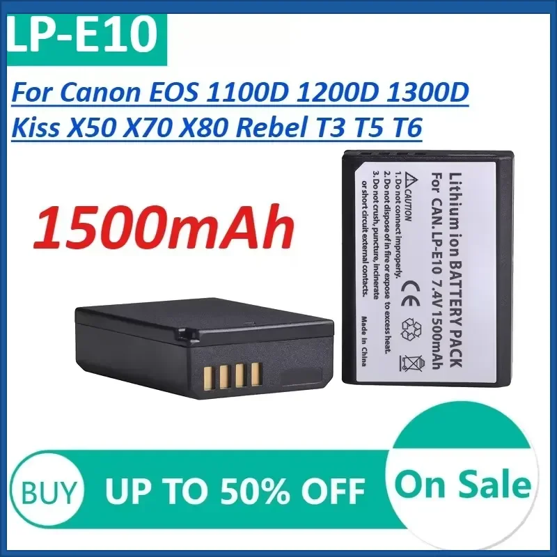 LP-E10 Camera Batteries for Canon EOS 1100D 1200D 1300D Kiss X50 X70 X80 Rebel T3 T5 T6 Rechargeable Battery
LP-E10 Camera Batteries for Canon EOS 1100D 1200D 1300D Kiss X50 X70 X80 Rebel T3 T5 T6 Rechargeable Battery